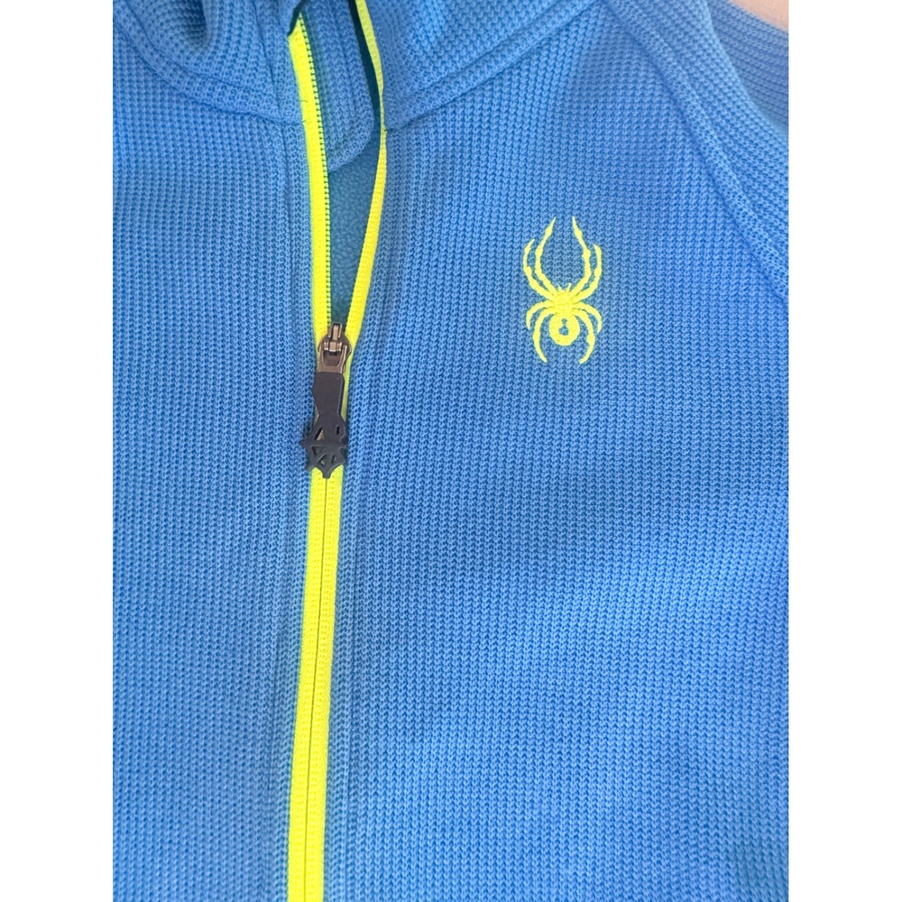 Spyder Boys Blue Black Full Zip Fleece Jacket Size M 10/12 Colorblock Activewear - Picture 2 of 7
